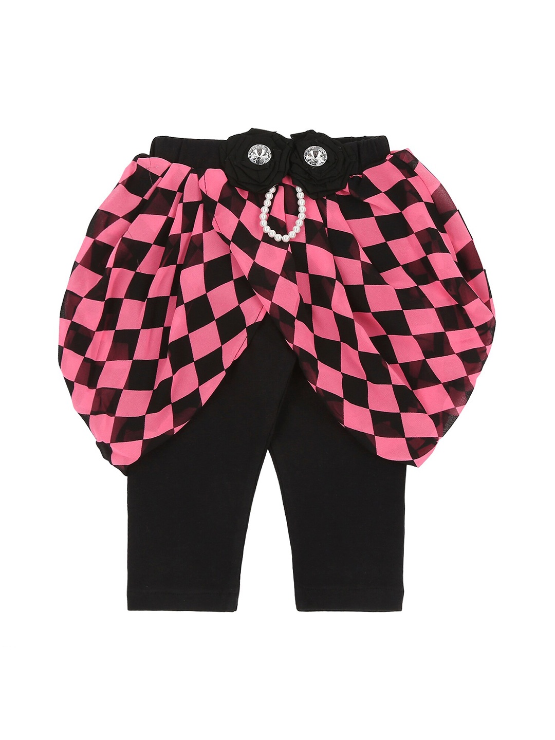 

Actuel Girls Pink & Black Checked Cotton Capris