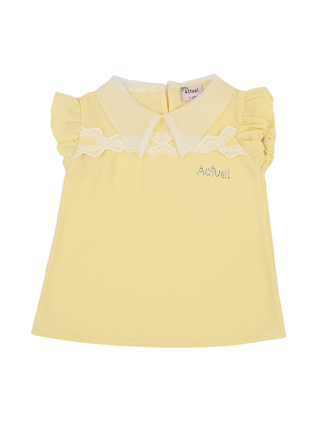 

Actuel Girls Yellow Solid Pure Cotton Top