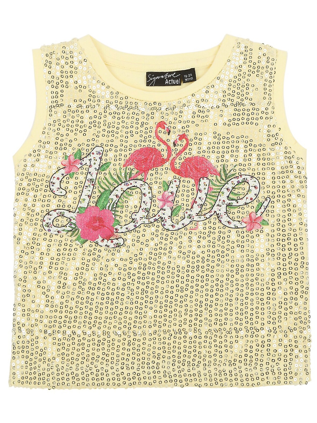 

Actuel Yellow & Pink Embellished Print Pure Cotton Top