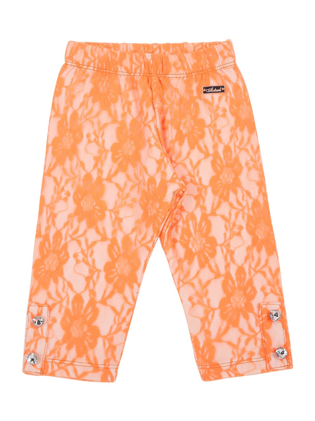 

Actuel Girls Orange & Off White Printed Regular-Fit Capris