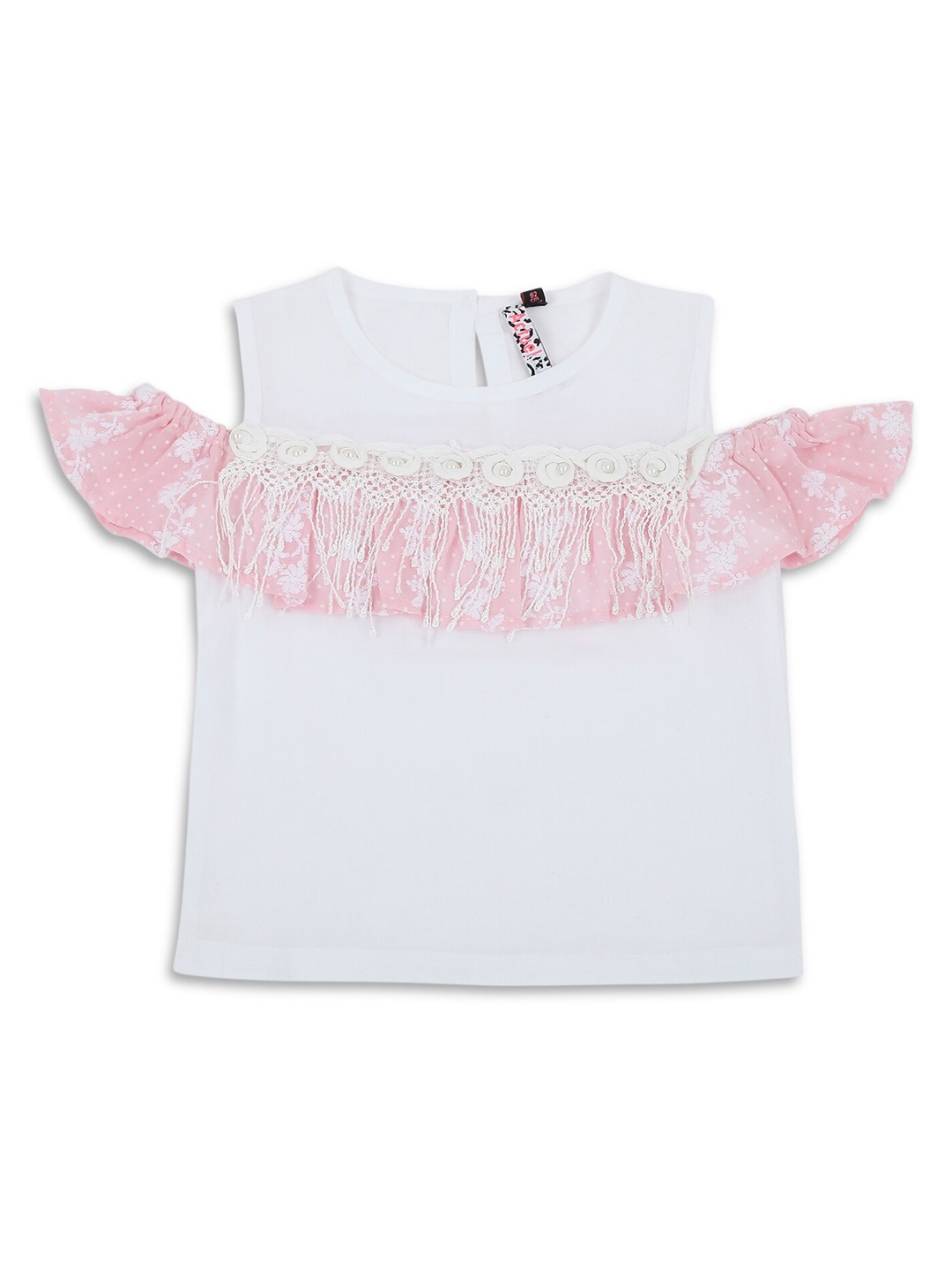 

Actuel Girls White & Pink Floral Pure Cotton Top
