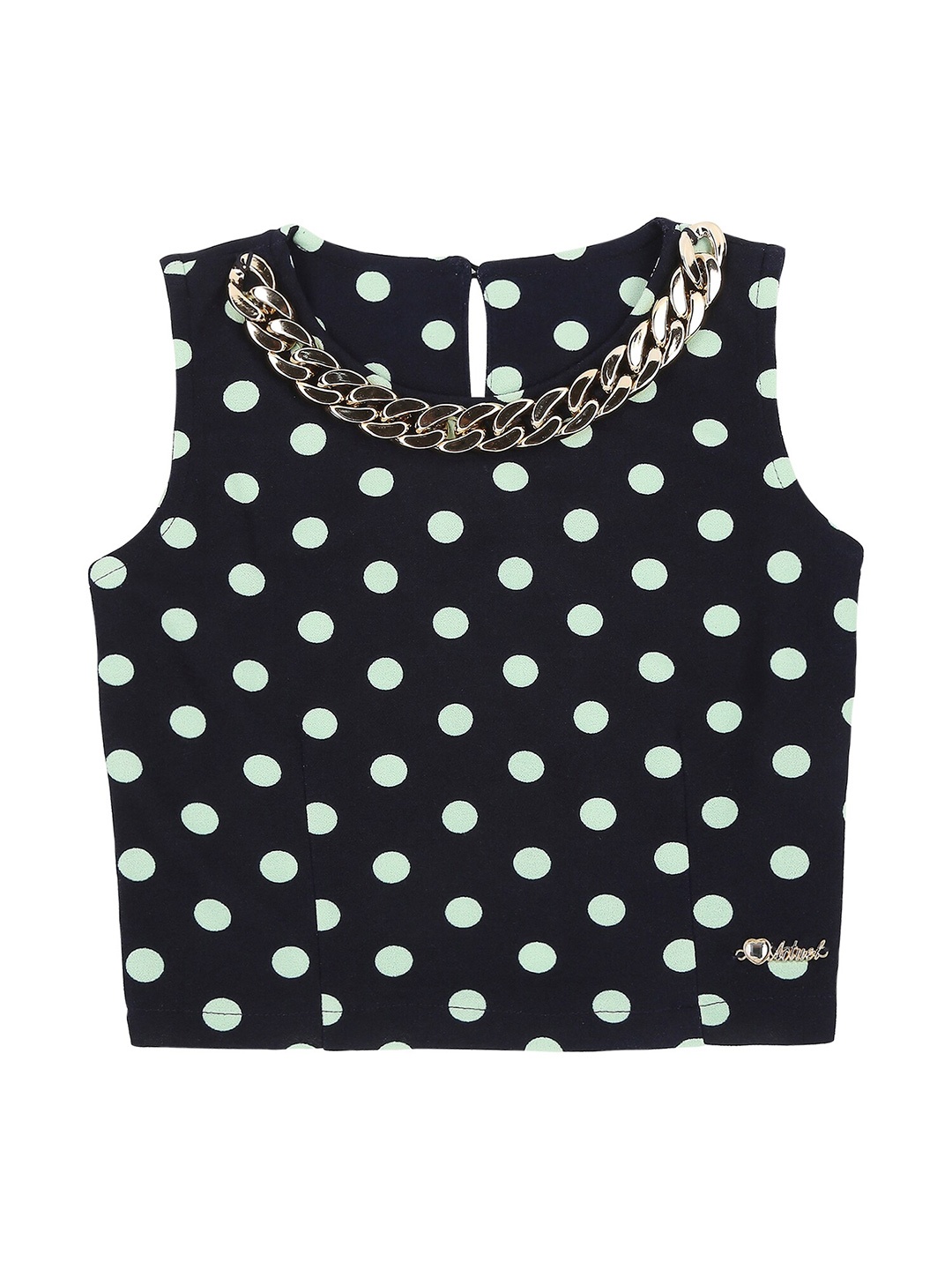 

Actuel Navy Blue & Green Print Georgette Pure Cotton Top