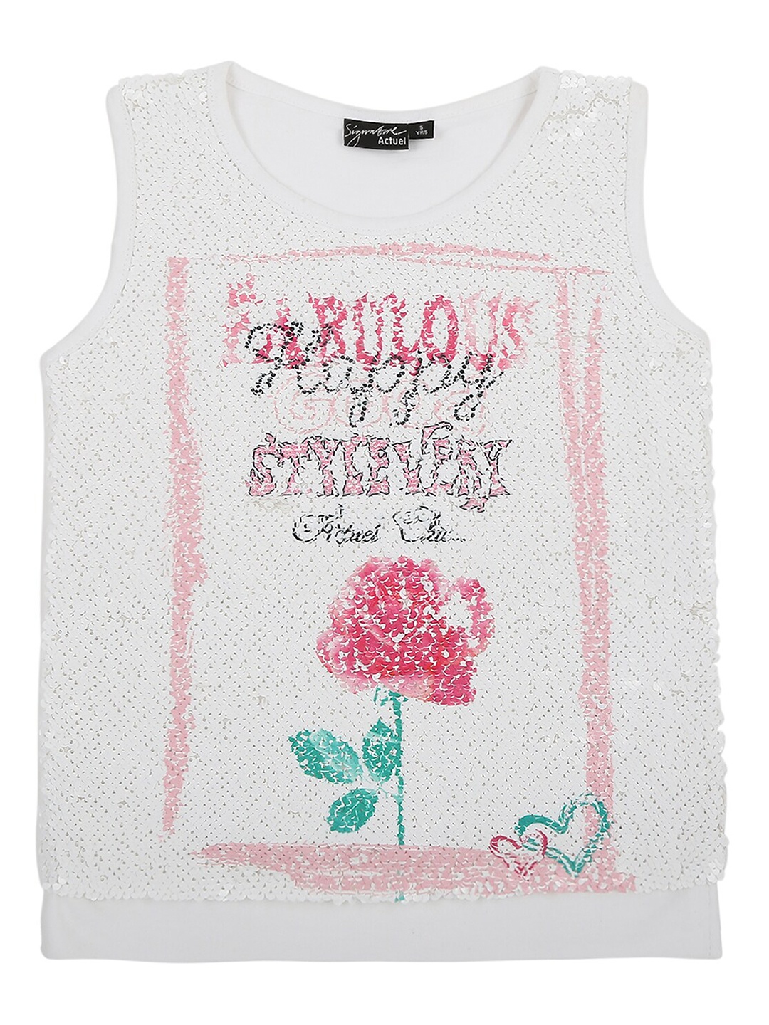 

Actuel Girls White Graphic Printed Pure Cotton Top