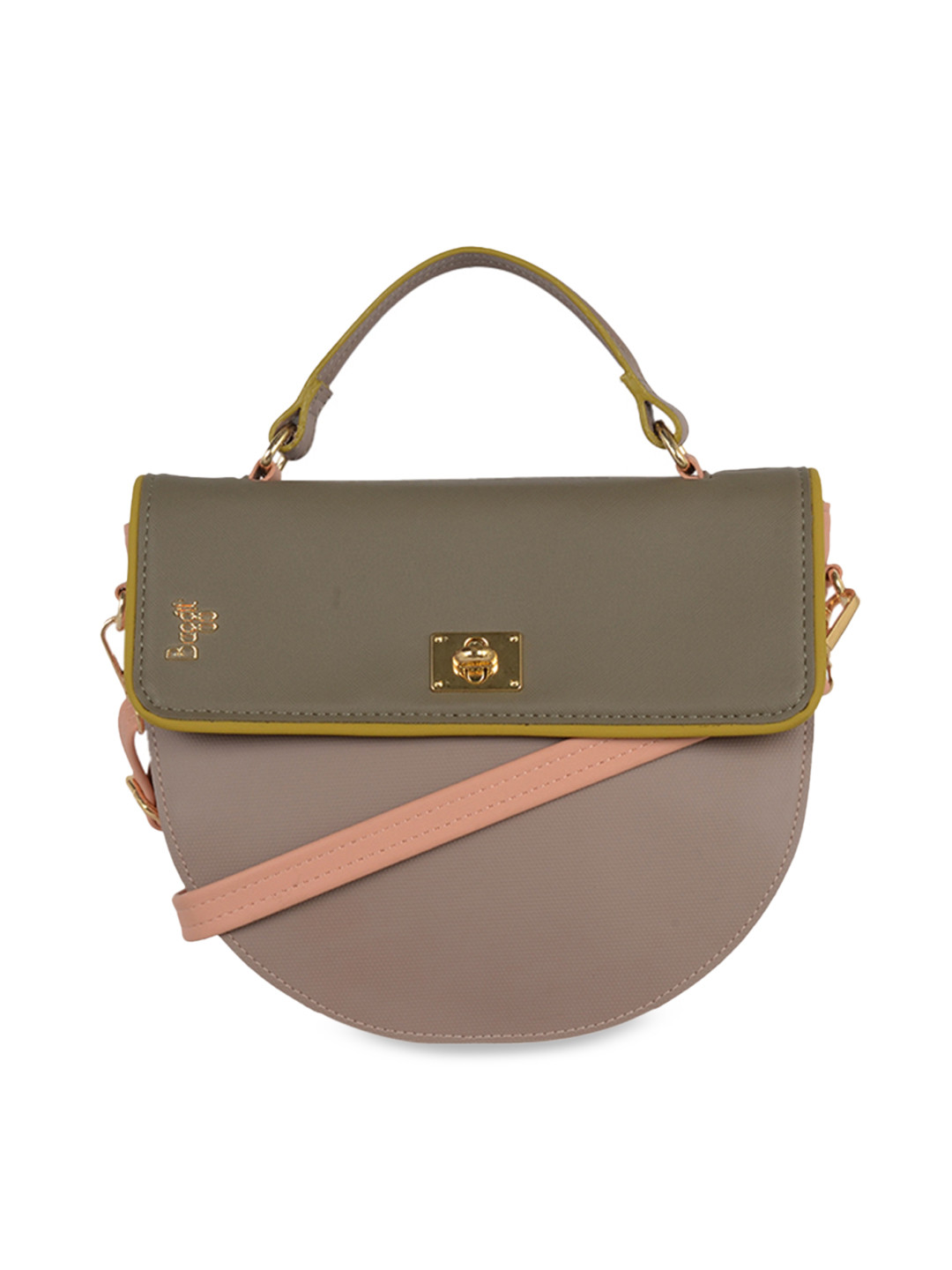 

Baggit Mauve & Green Colourblocked Half Moon Sling Bag