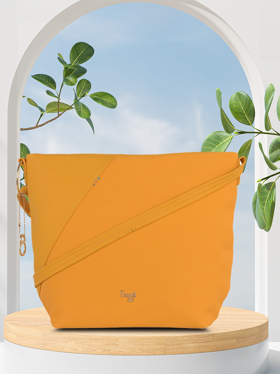 

Baggit Yellow Structured Sling Bag