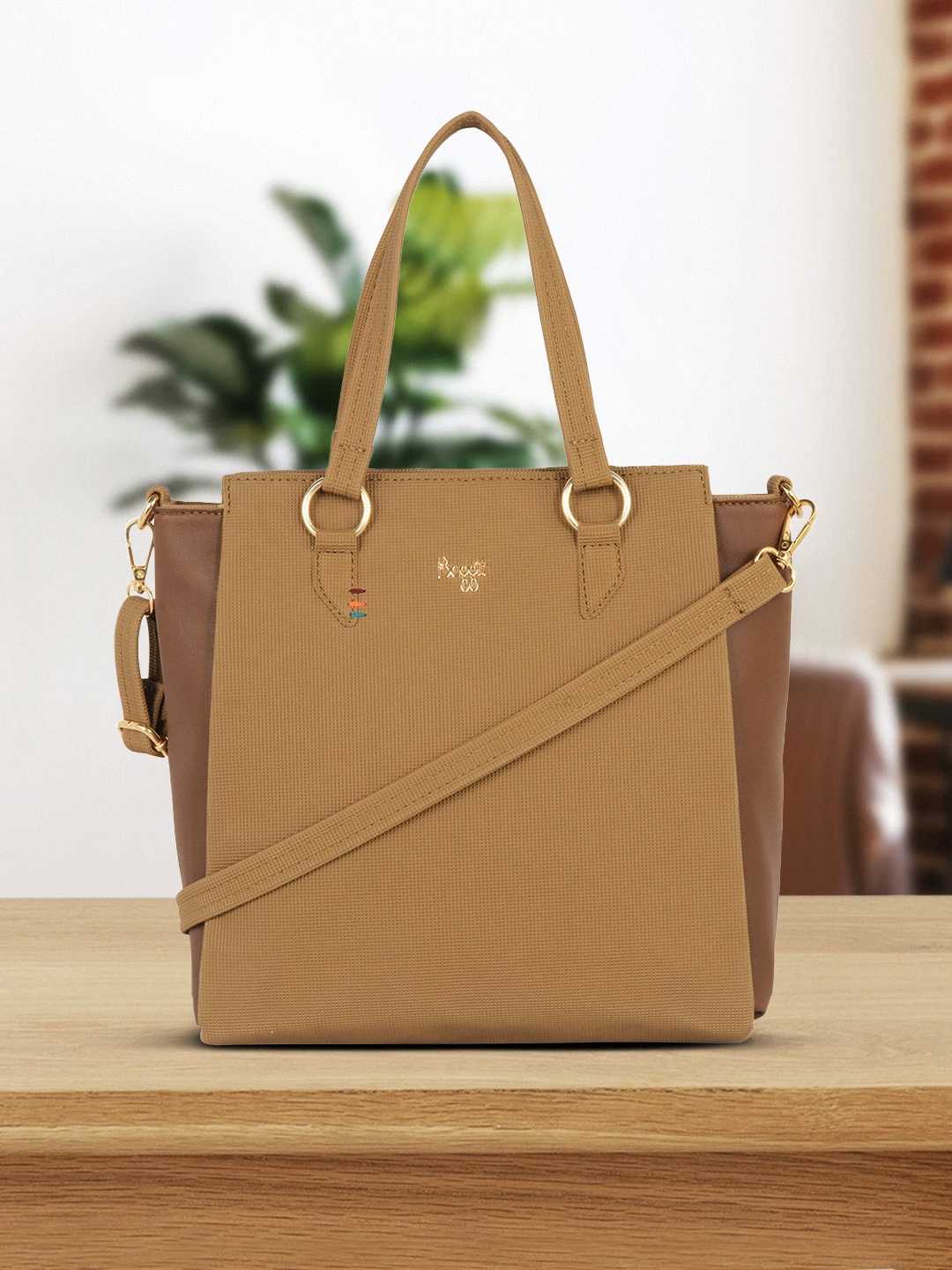 

Baggit Beige Structured Handheld Bag