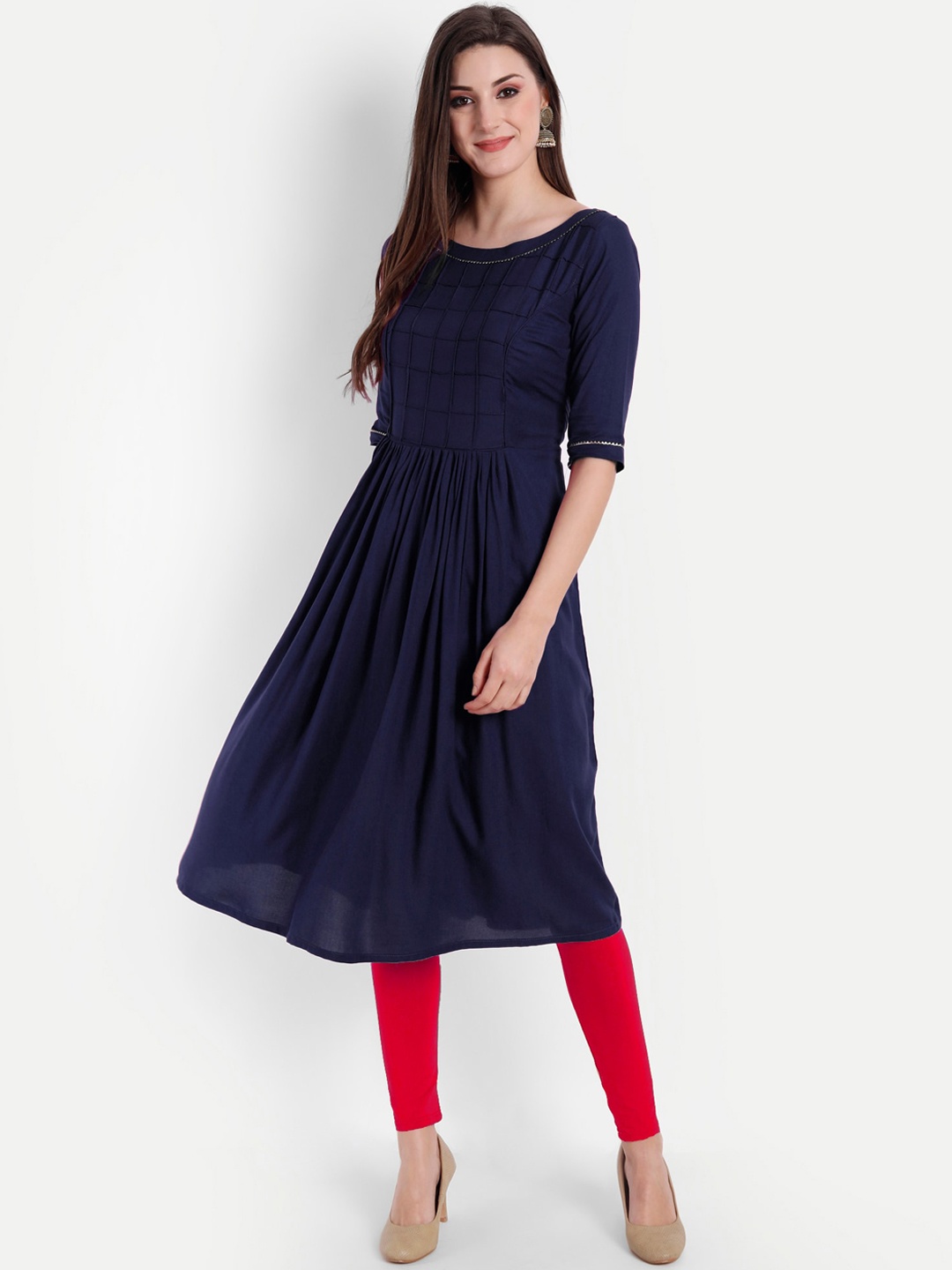 

Globon Impex Women Navy Blue Anarkali Kurta