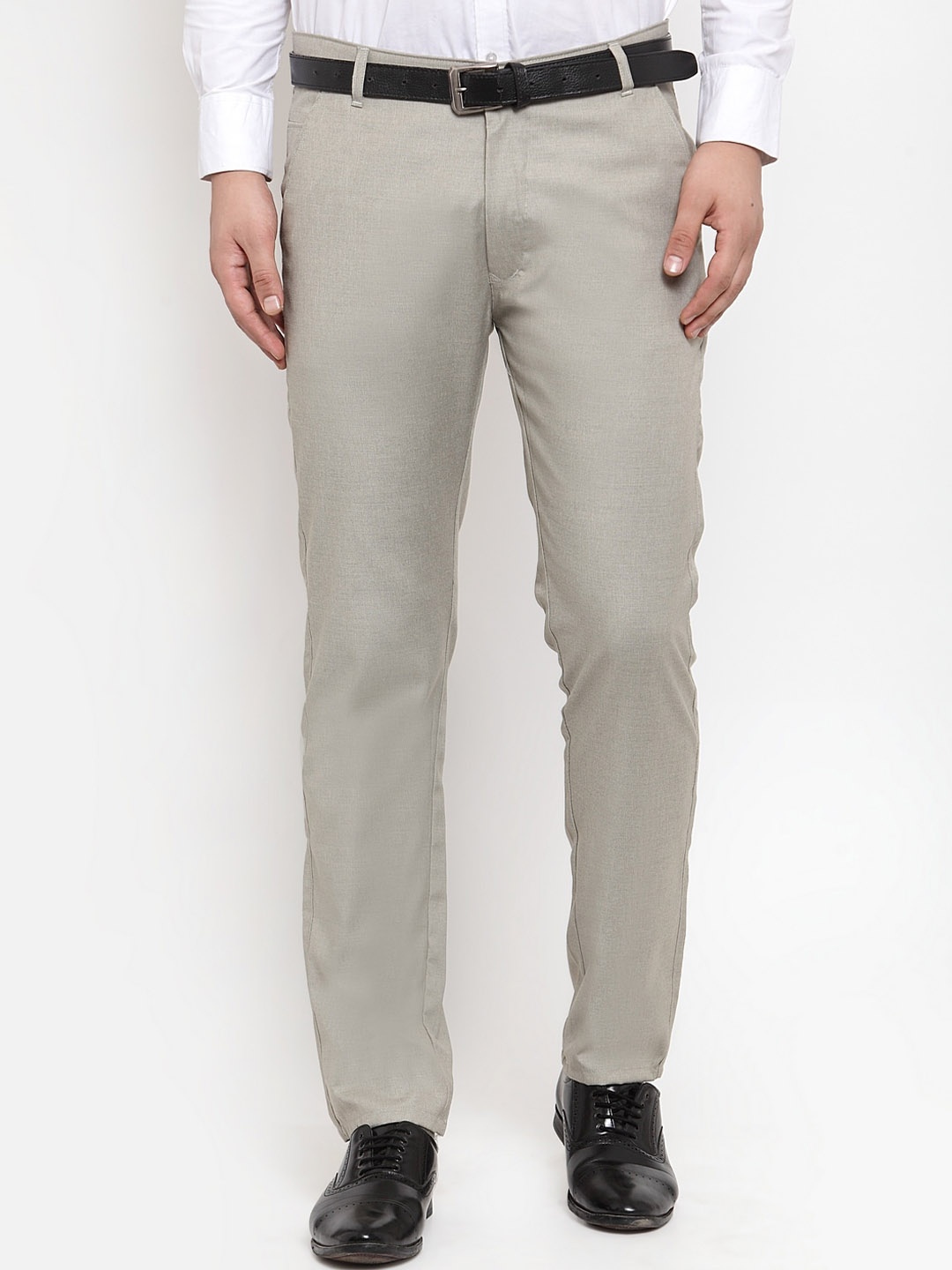

JAINISH Men Grey Smart Slim Fit Easy Wash Pure Cotton Formal Trousers