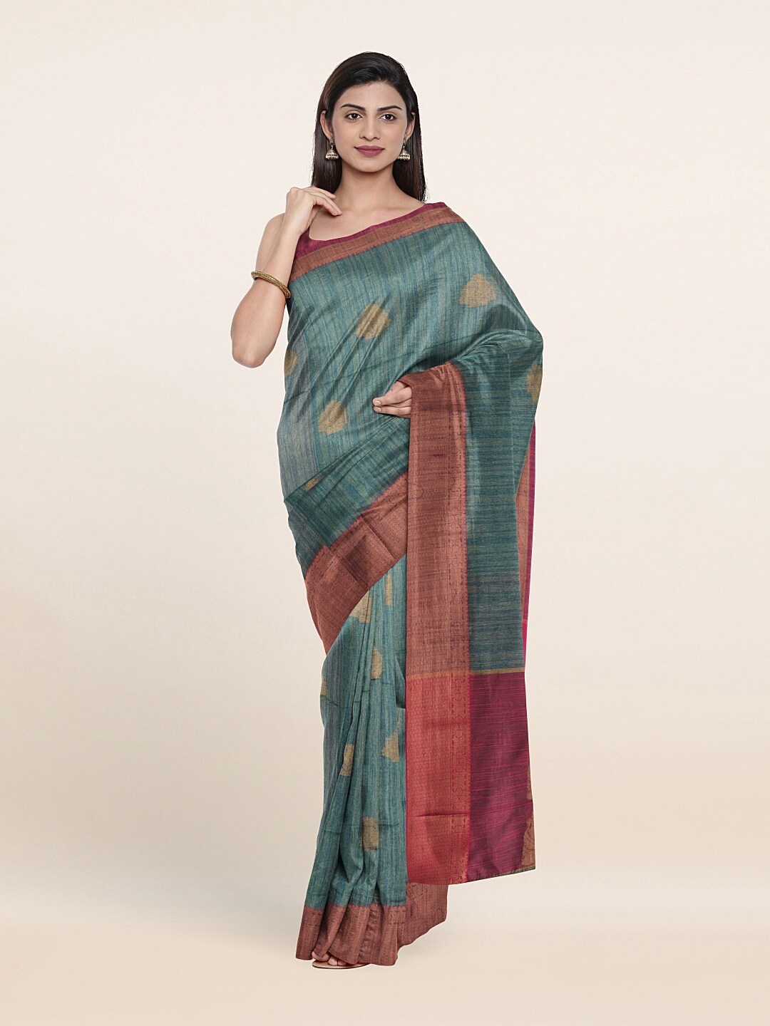 

Pothys Blue & Magenta Woven Design Saree