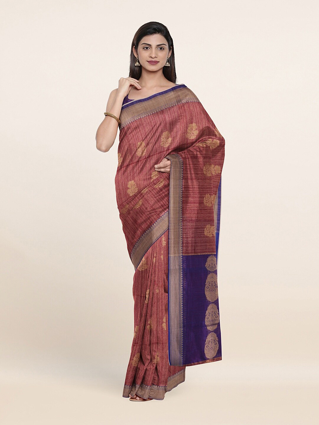 

Pothys Brown Ethnic Motifs Zari Saree