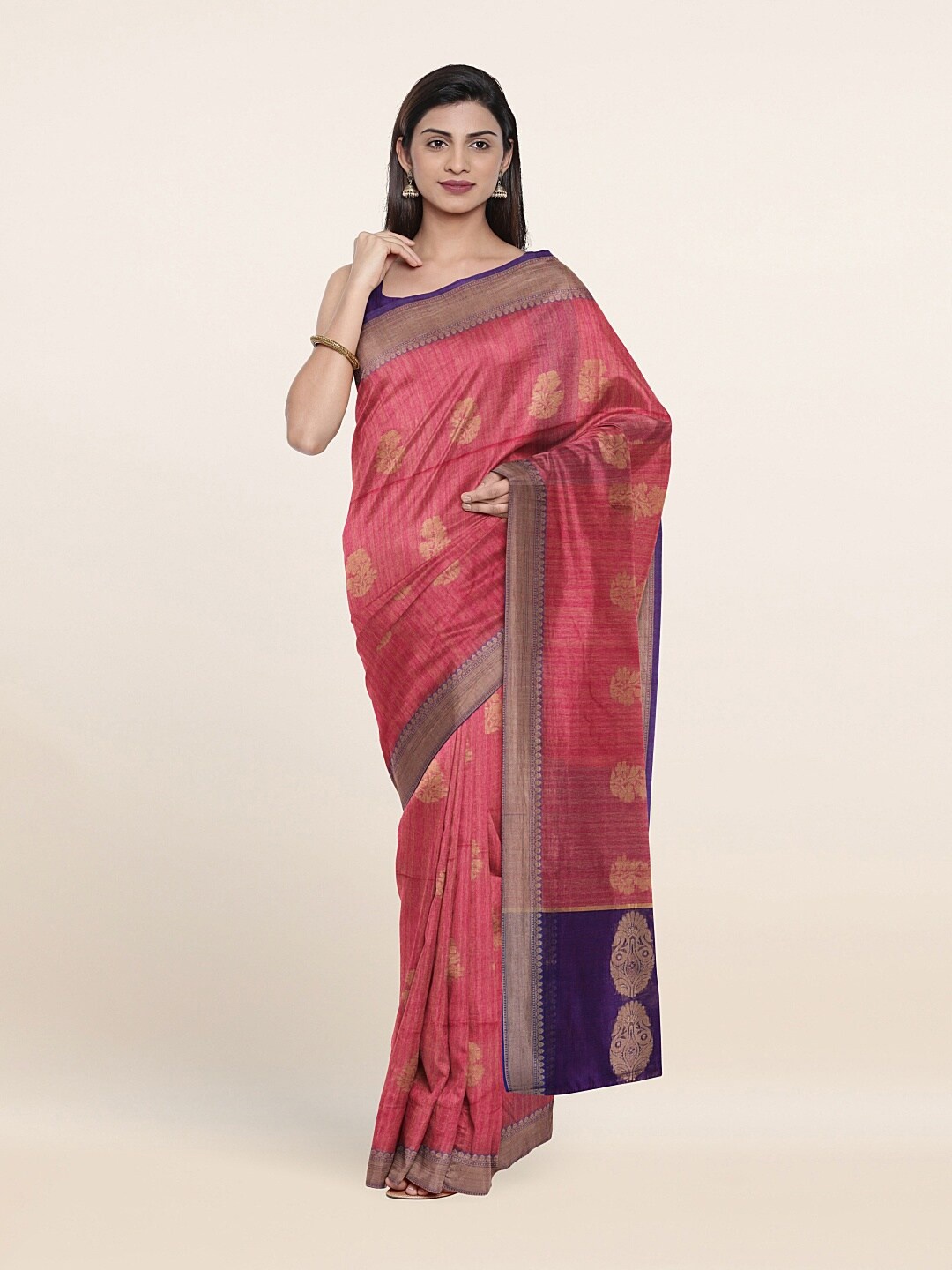 

Pothys Pink & Purple Woven Design Cotton Saree