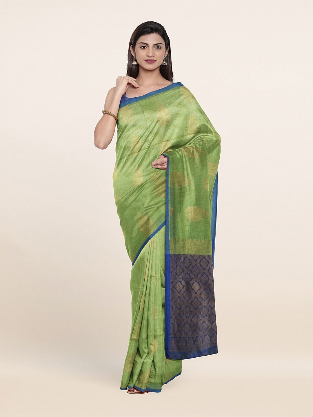 

Pothys Green & Blue Woven Design Zari Saree