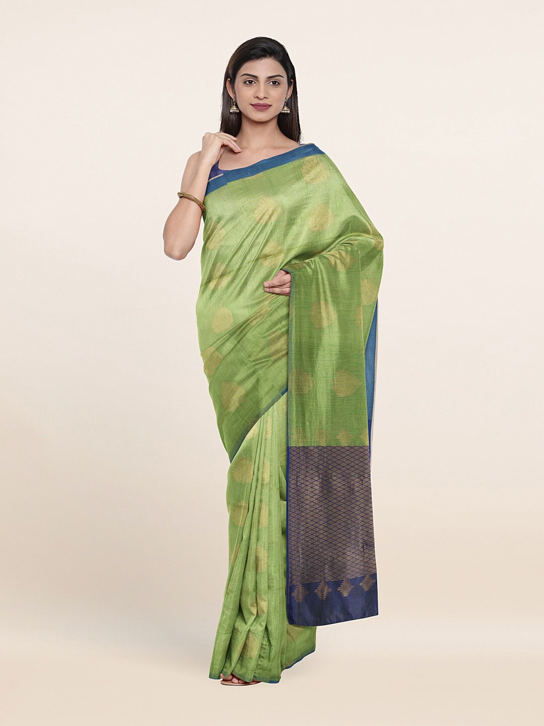 

Pothys Green & Navy Blue Woven Design Zari Saree
