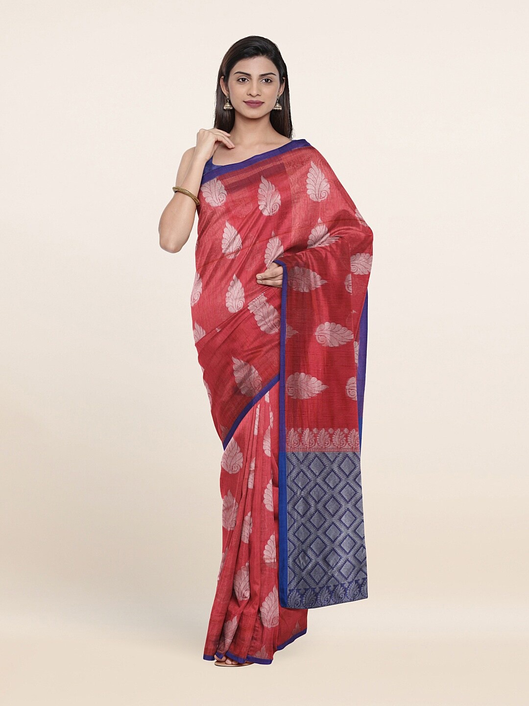 

Pothys Rust & Blue Woven Design Saree
