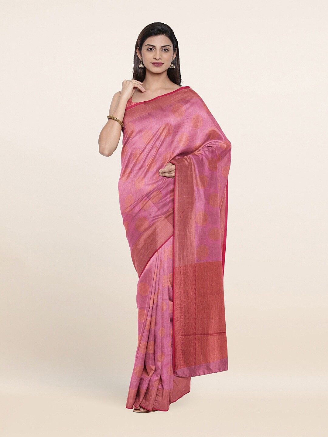 

Pothys Pink Woven Design Zari Saree