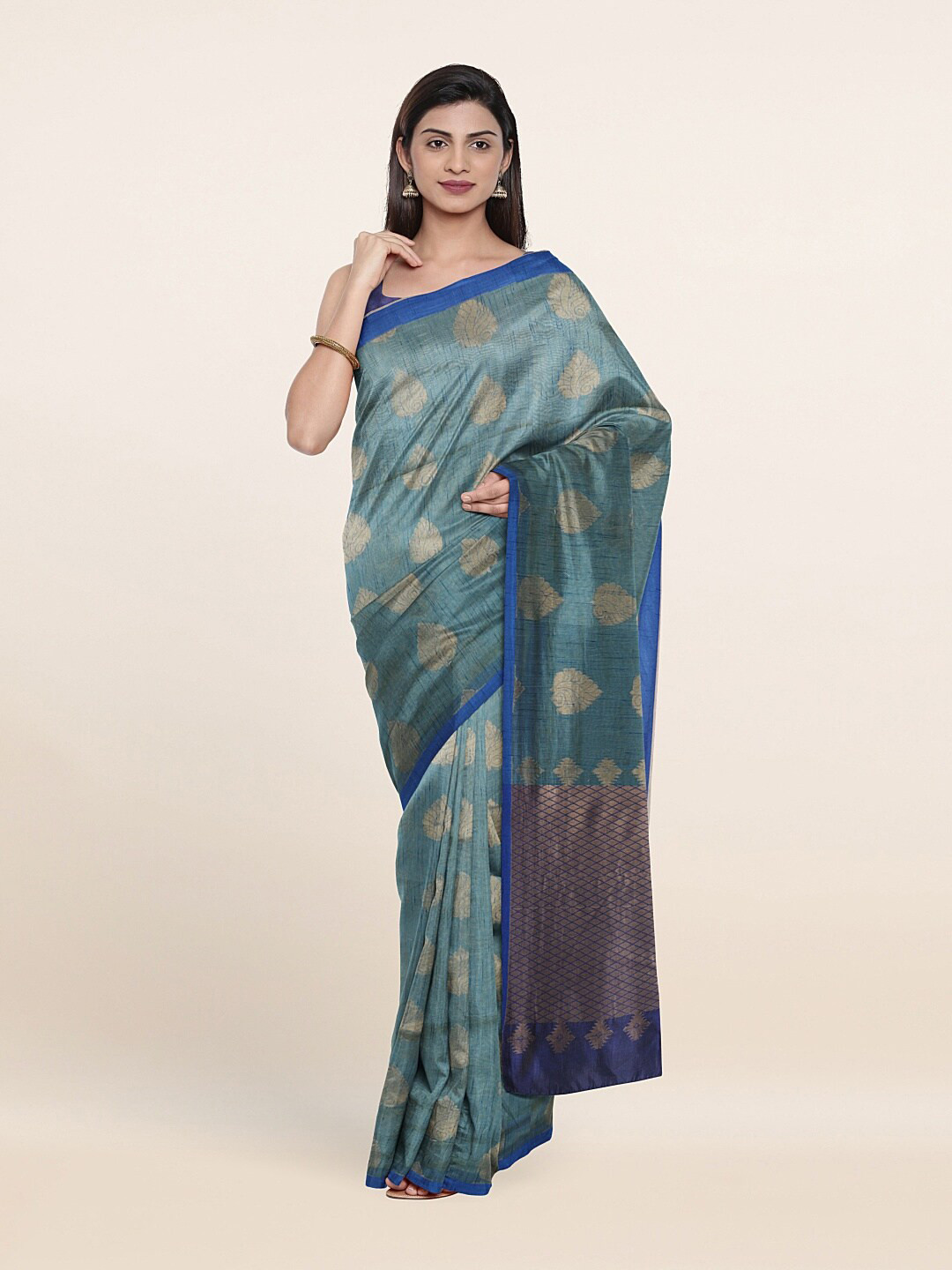 

Pothys Women Teal Blue Woven Design Saree