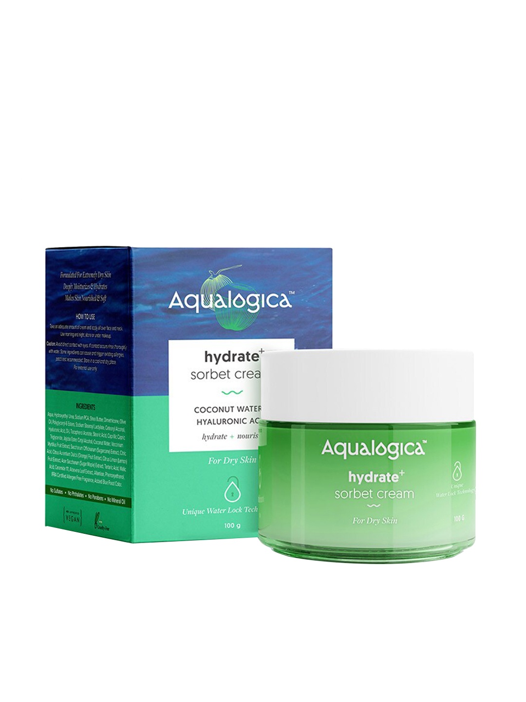 

Aqualogica Hydrate+ Sorbet Cream with Coconut Water, Hyaluronic Acid & Shea Butter - 100g, Green