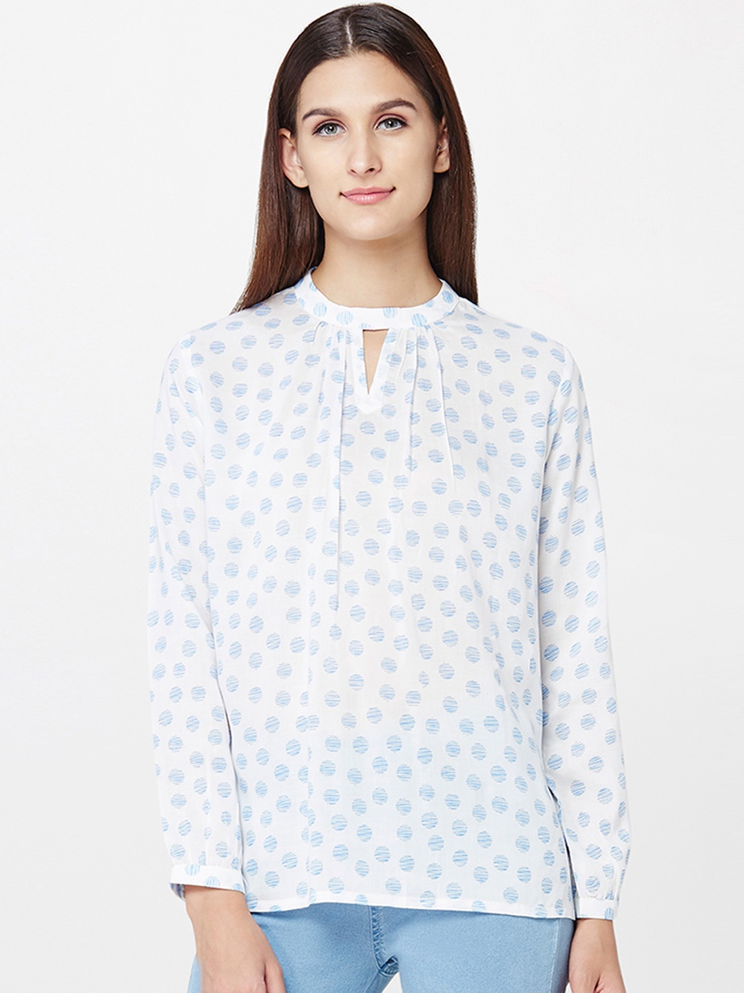 

AND White & Blue Printed Top