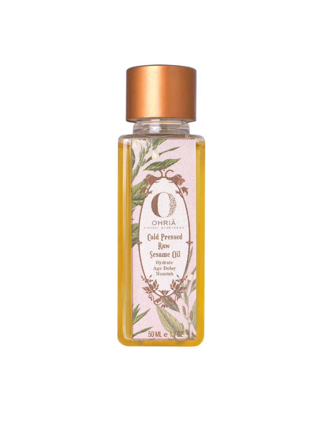 

OHRIA AYURVEDA Cold-Pressed Raw Sesame Oil - 50 ml, Brown