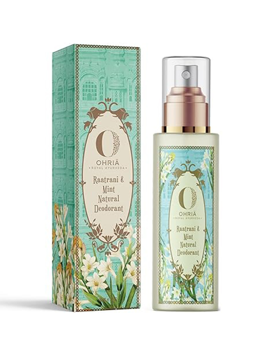 

Ohria Ayurveda Raatrani & Mint Natural Deodorant - Refreshing & Long-Lasting - 50ml, Blue