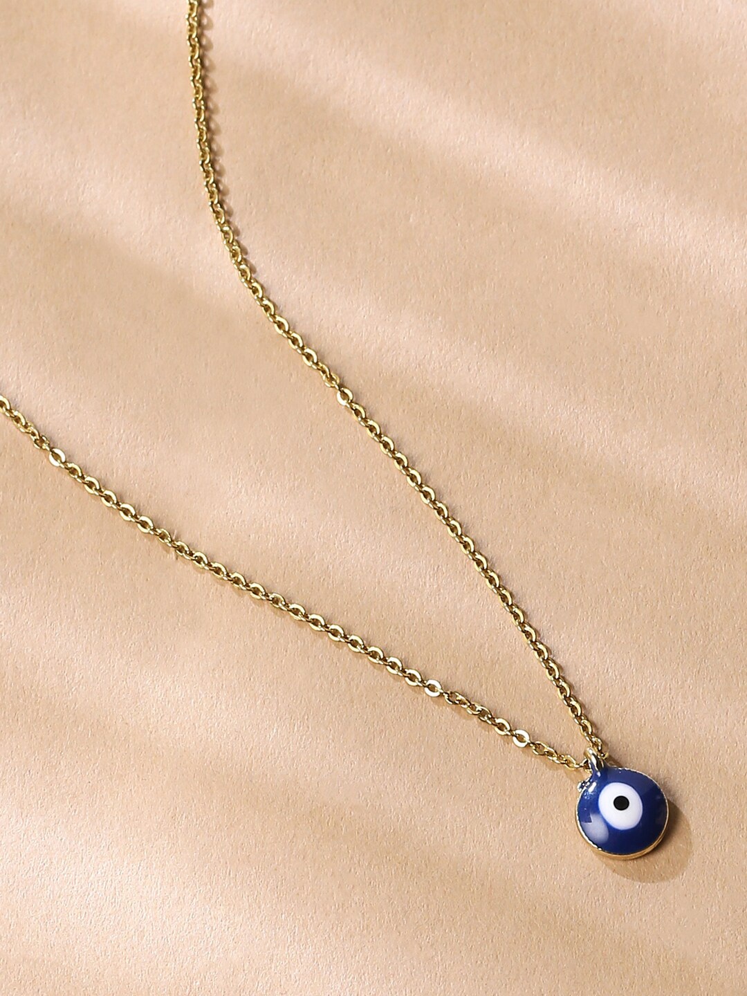

THE AAB STUDIO Women Blue & Gold-Toned & Plated Evil Eye Necklace