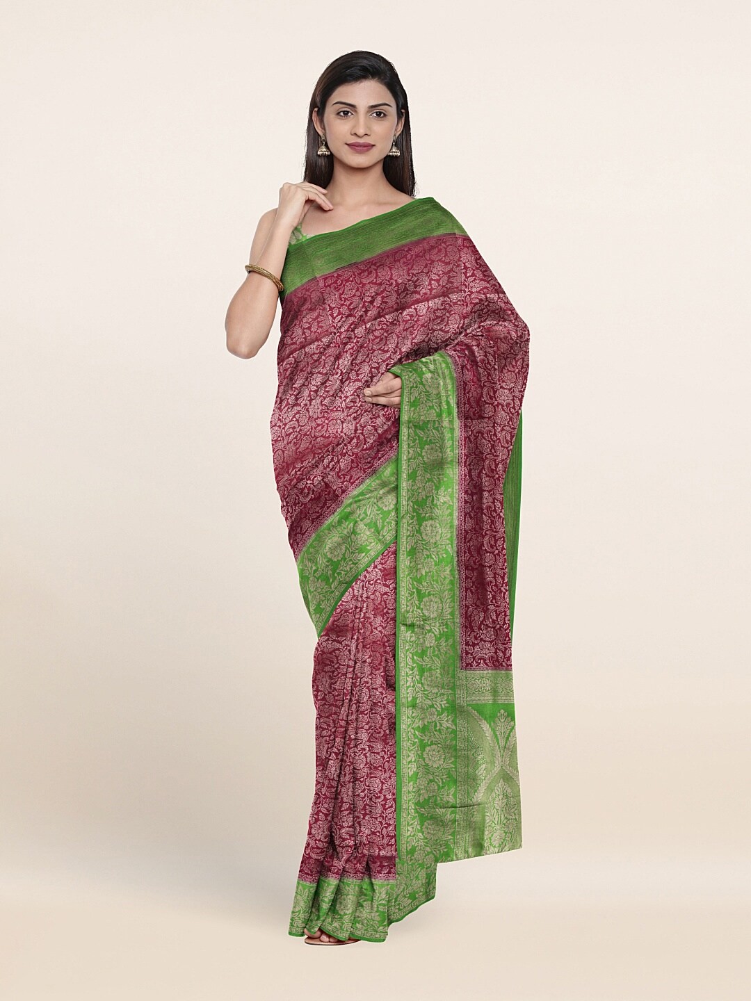 

Pothys Purple & Green Woven Design Zari Art Silk Saree