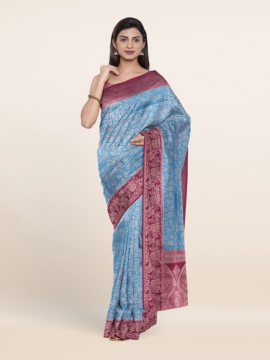 

Pothys Blue Woven Design Zari Art Silk Saree