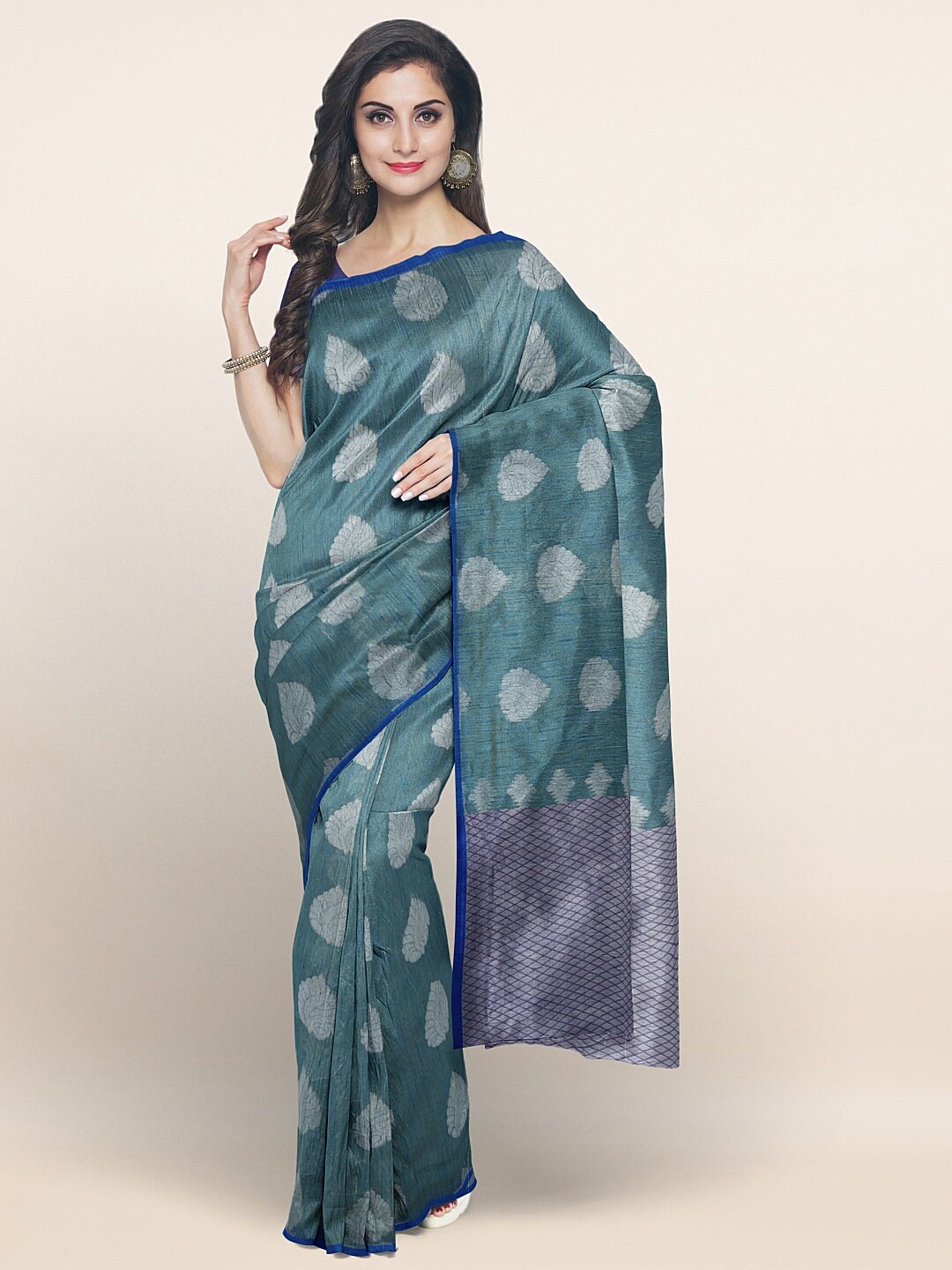 

Pothys Blue & Green Woven Design Saree