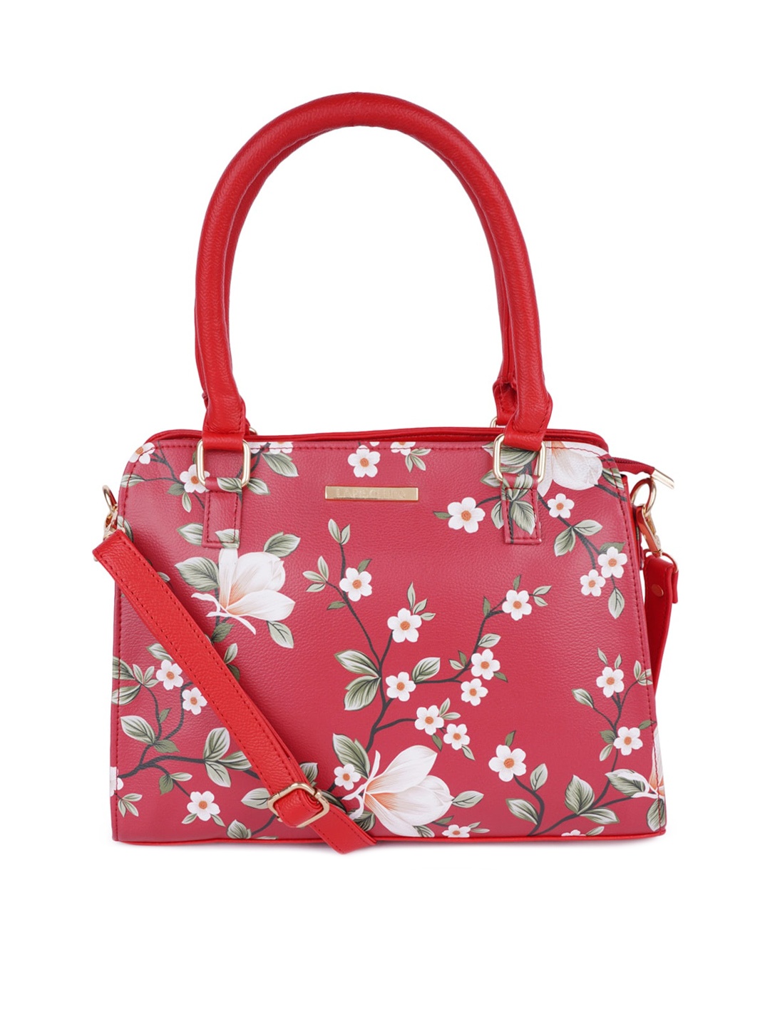 

Lapis O Lupo Red & White Floral Printed Structured Handheld Bag