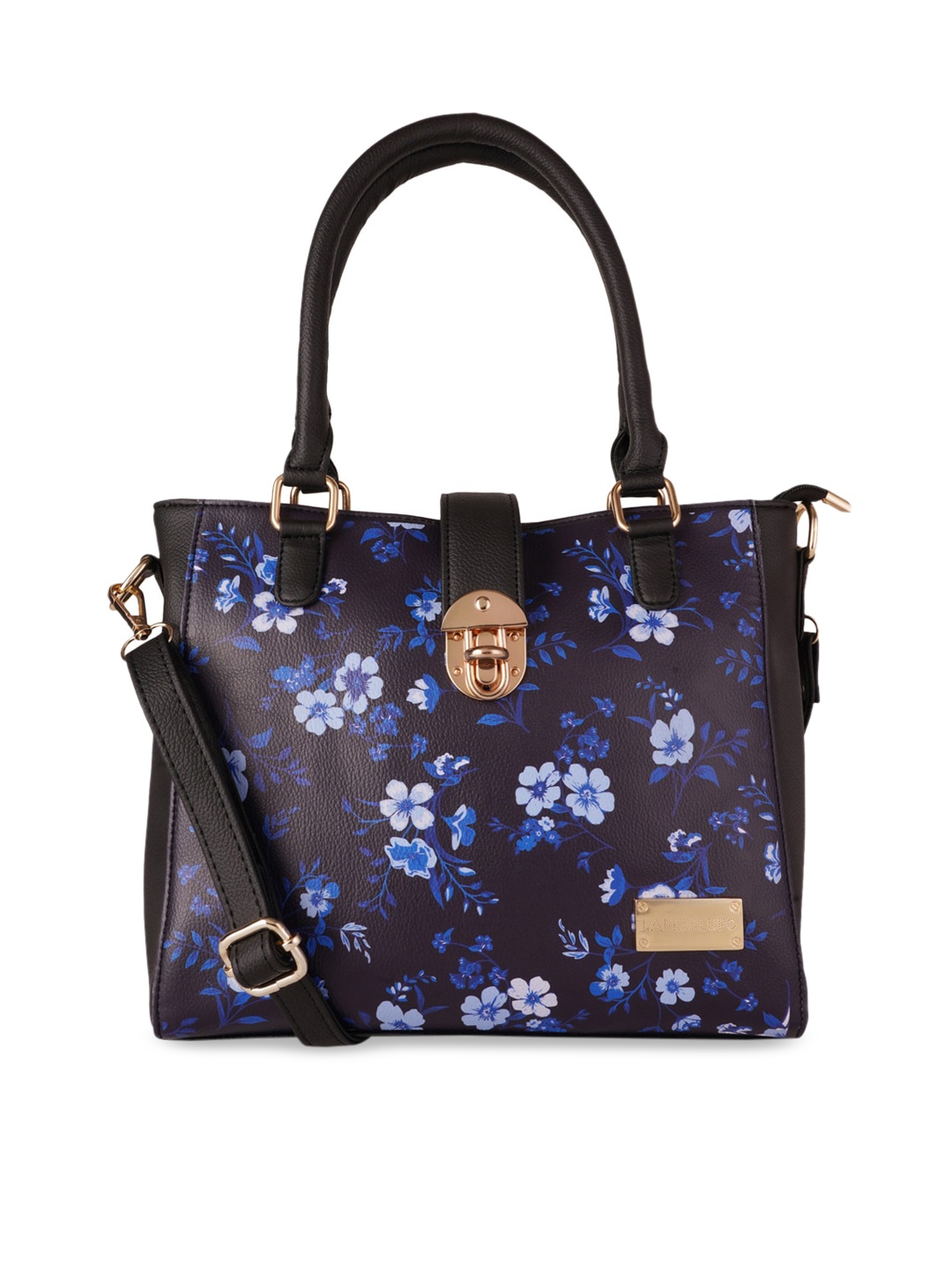 

Lapis O Lupo Women Black Floral Printed Structured Handheld Bag