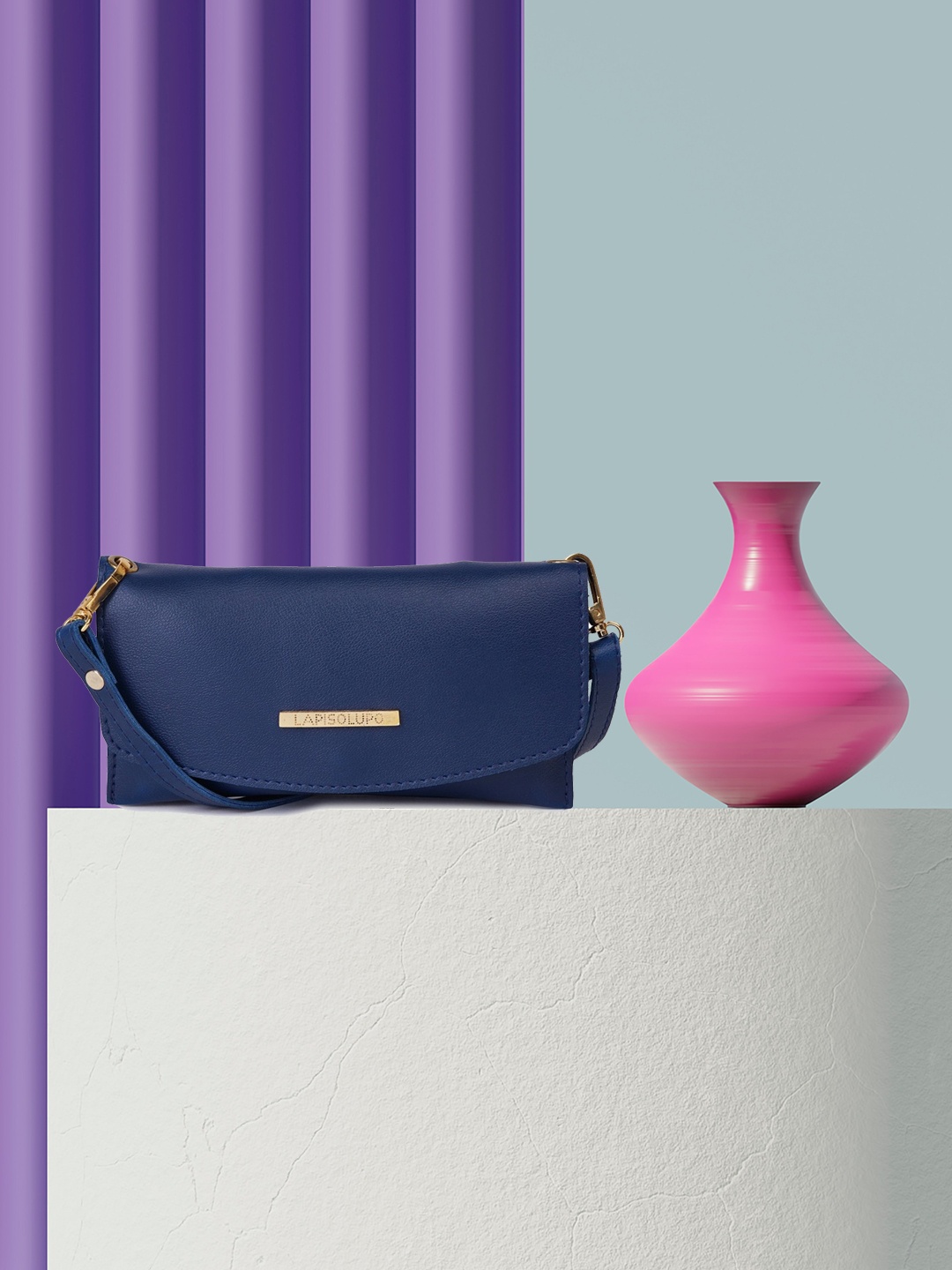 

Lapis O Lupo Blue Structured Sling Bag