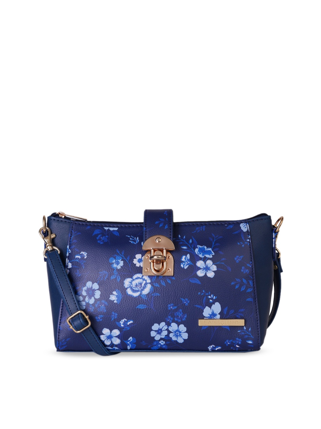 

Lapis O Lupo Blue Floral Printed Structured Sling Bag