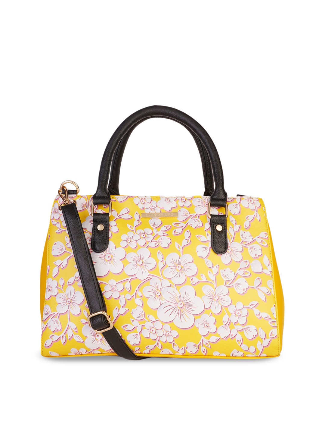

Lapis O Lupo Yellow Floral Printed Structured Handheld Bag