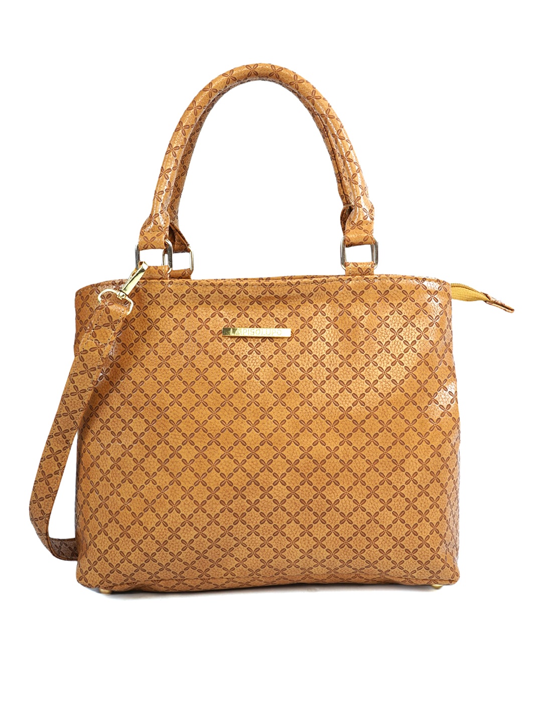 

Lapis O Lupo Mustard Textured Structured Handheld Bag with Quilted
