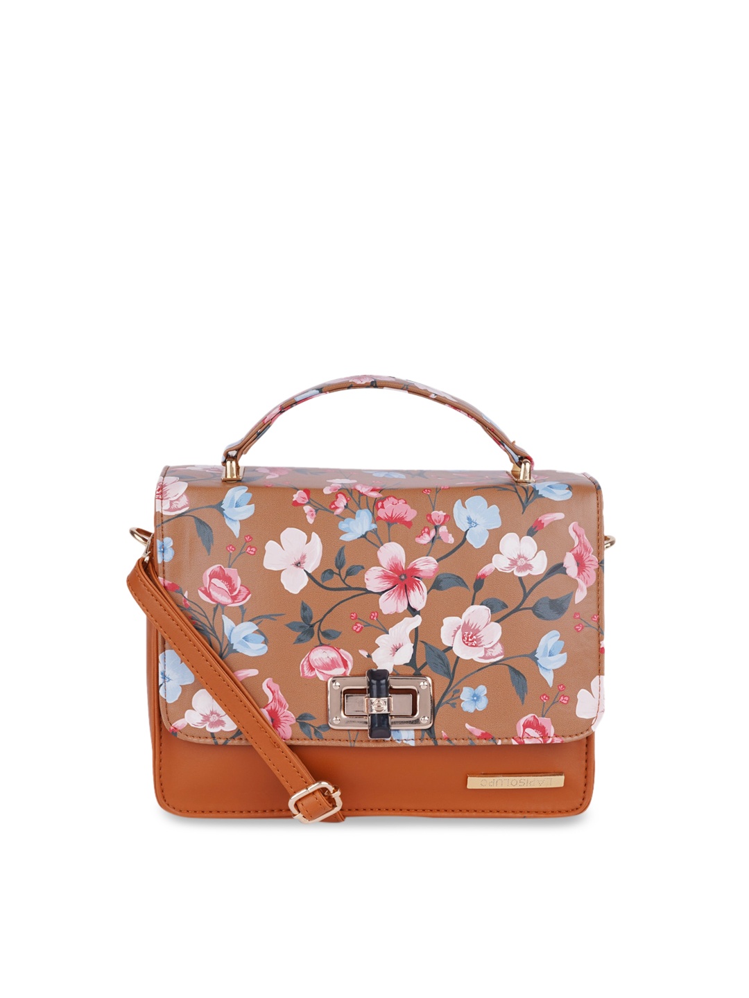 

Lapis O Lupo Tan Floral Printed Structured Sling Bag