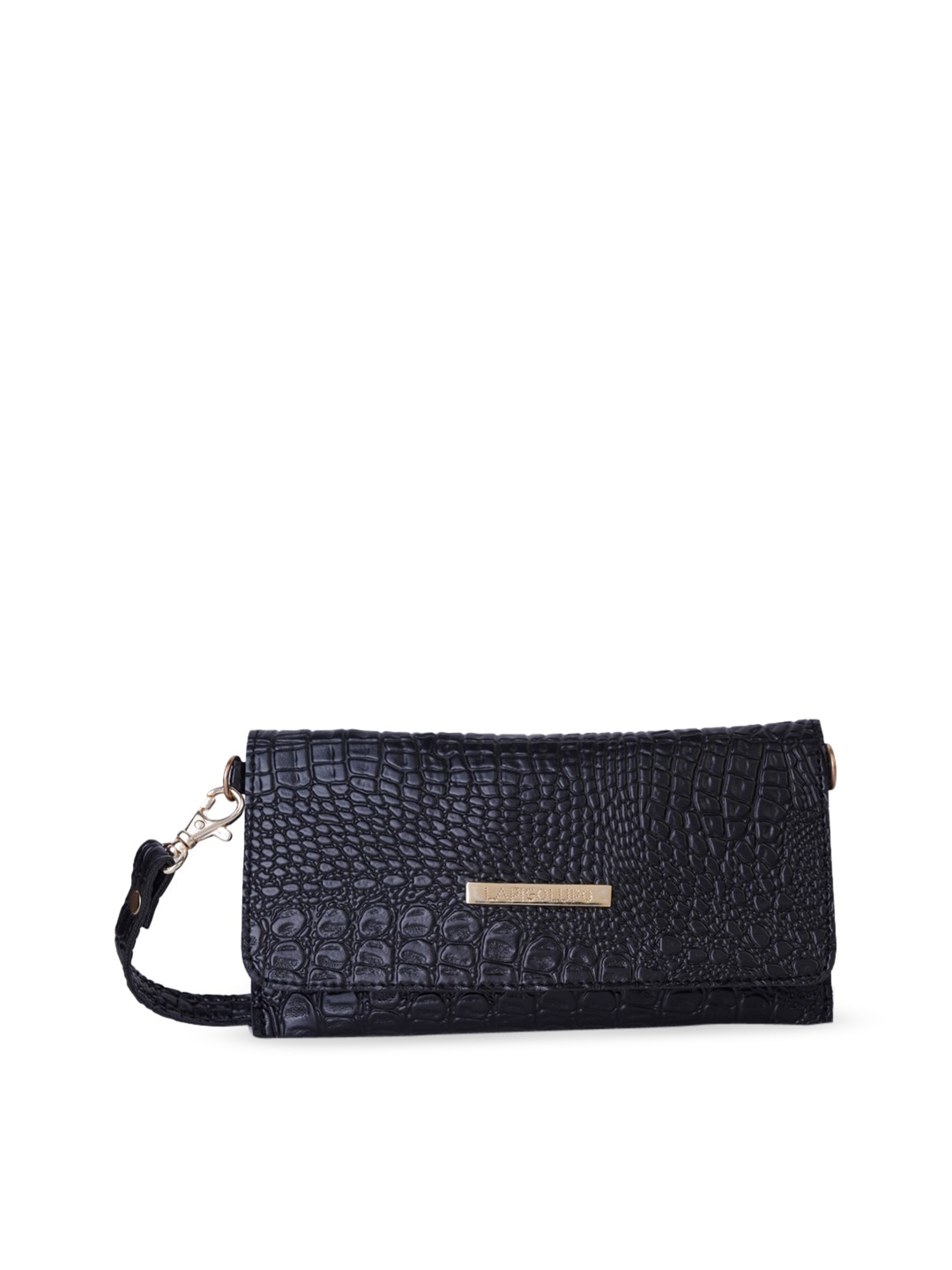 

Lapis O Lupo Black Animal Textured Structured Sling Bag