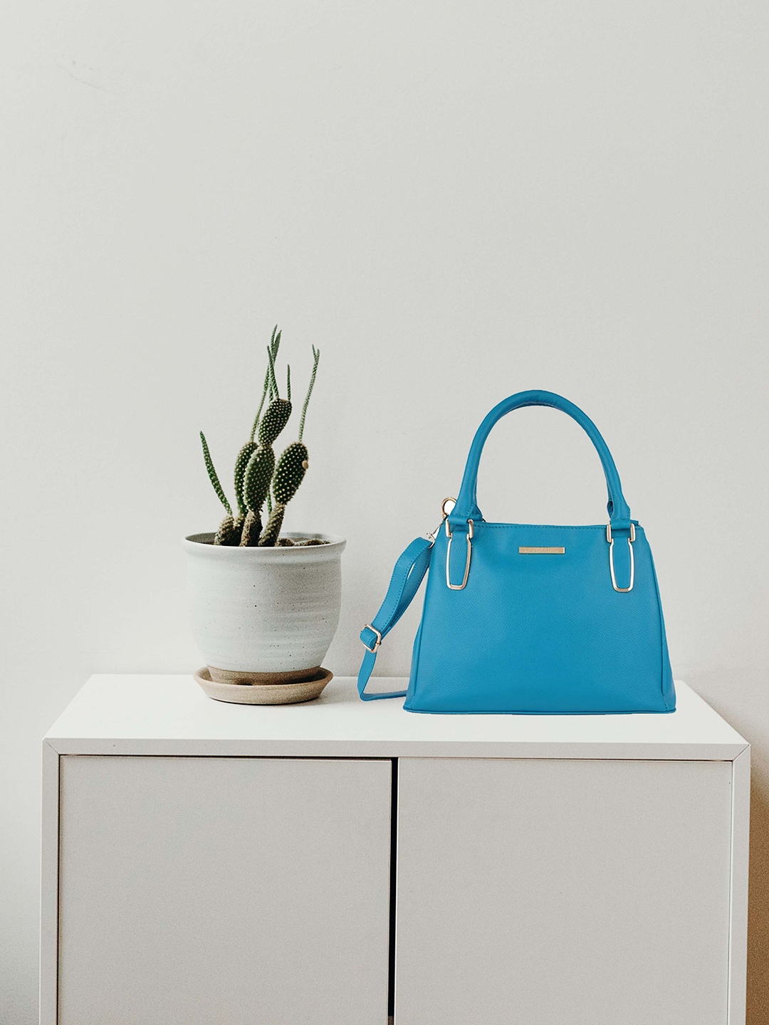 

Lapis O Lupo Turquoise Blue Structured Satchel Bag