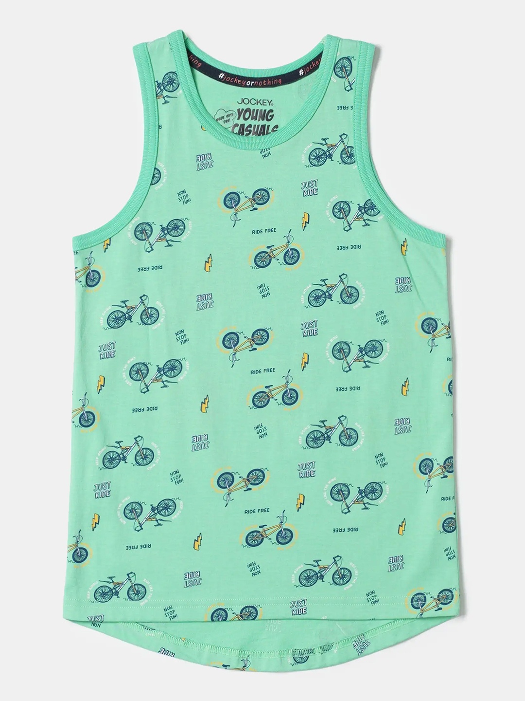 

Jockey Boys Super Combed Cotton Printed Round Neck Tank Top-CB01, Green