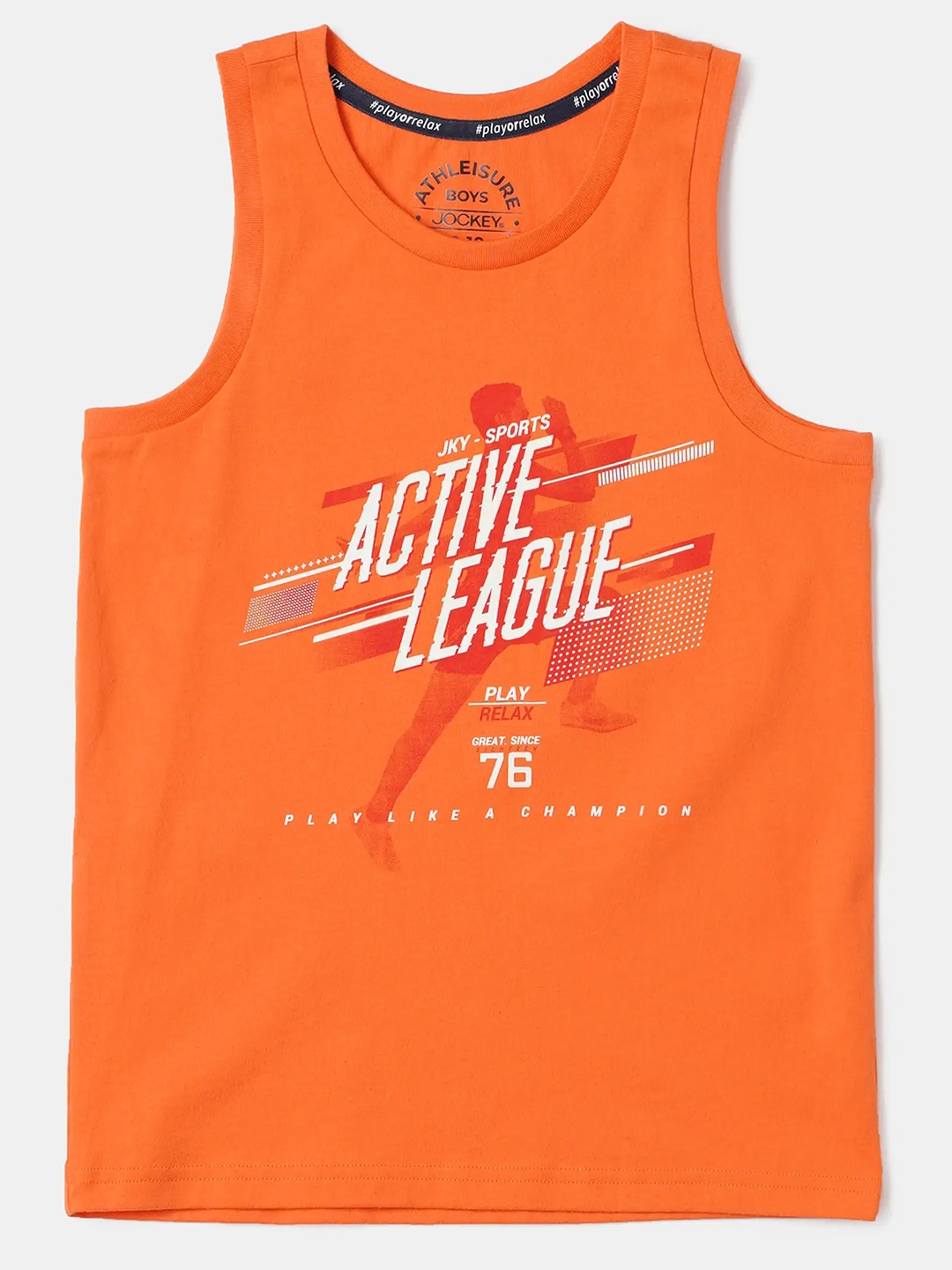 

Jockey Boys Super Combed Cotton Printed Sleeveless Round Neck Tank Top-AB14, Orange