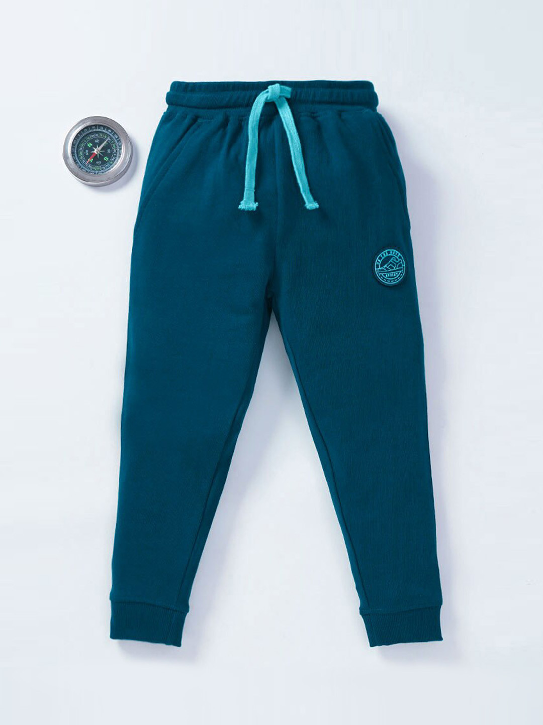 

Ed-a-Mamma Boys Teal Blue Solid Joggers