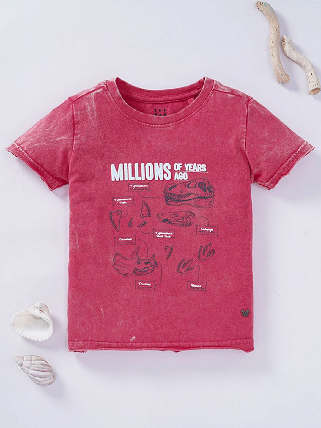 

Ed-a-Mamma Boys Red Printed Cotton T-shirt