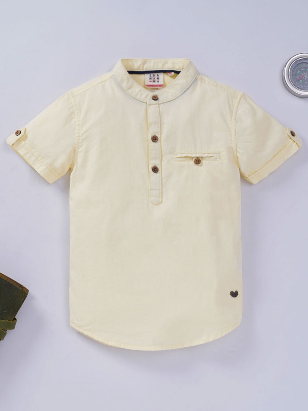 

Ed-a-Mamma Boys Yellow Cotton Casual Shirt