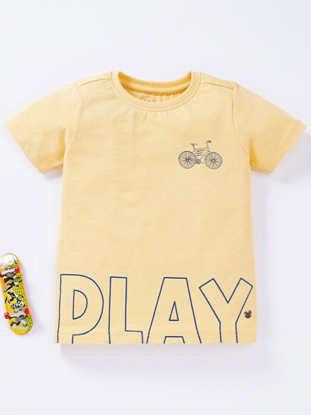 Ed-a-Mamma Boys Yellow Typography Printed T-shirt