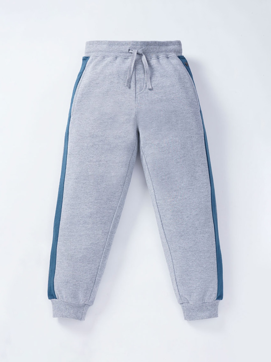 

Ed-a-Mamma Boys Grey Solid Cut And Sew Pure Cotton Joggers With Side Stripes