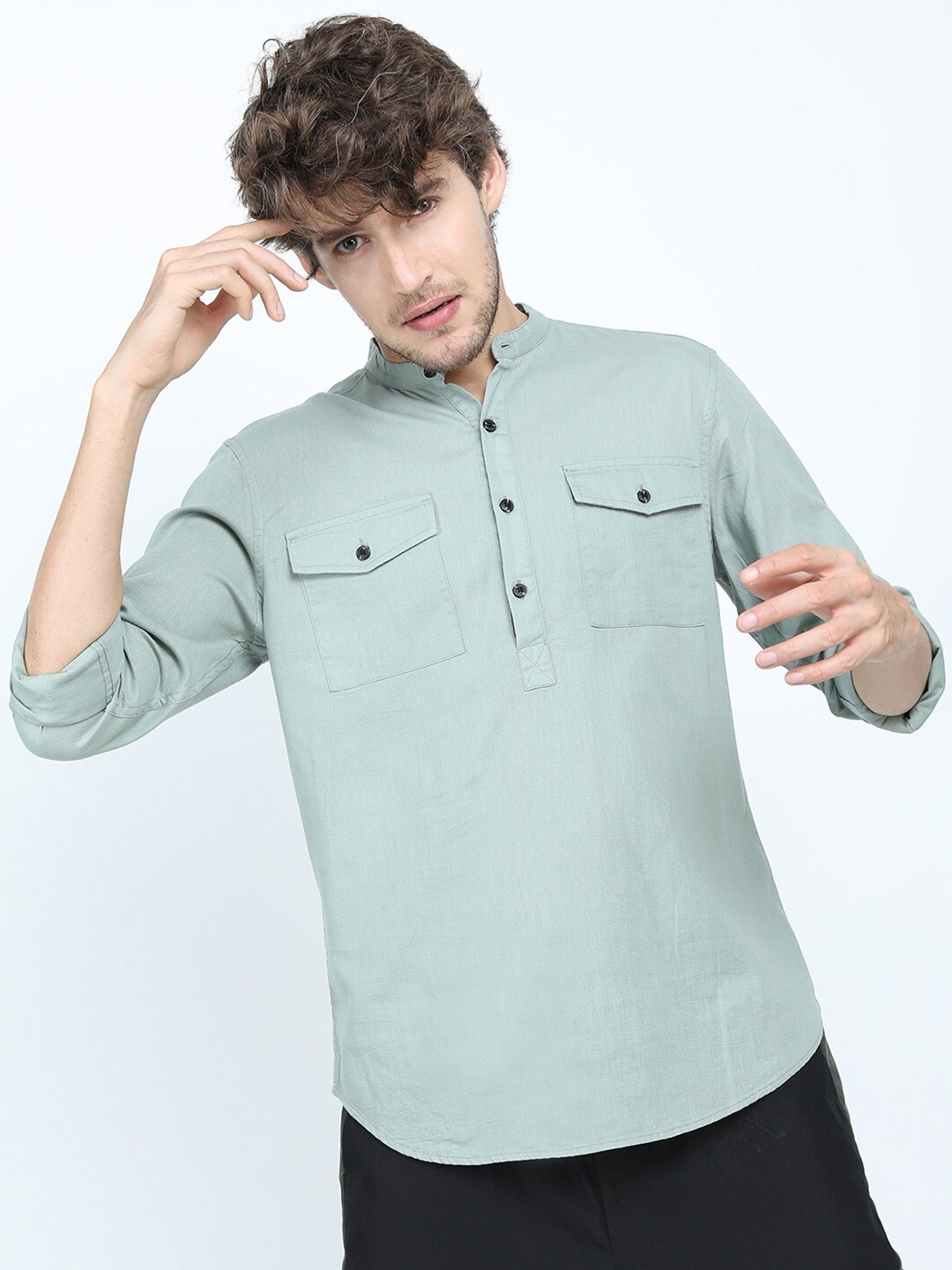 

HIGHLANDER Men Green Slim Fit Casual Shirt