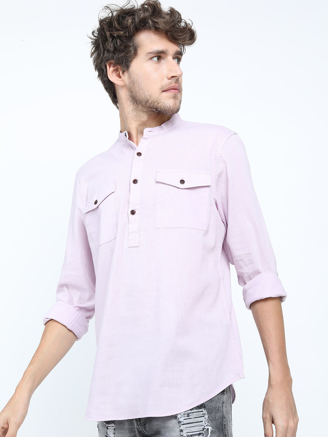 

HIGHLANDER Men Lavender Slim Fit Casual Shirt