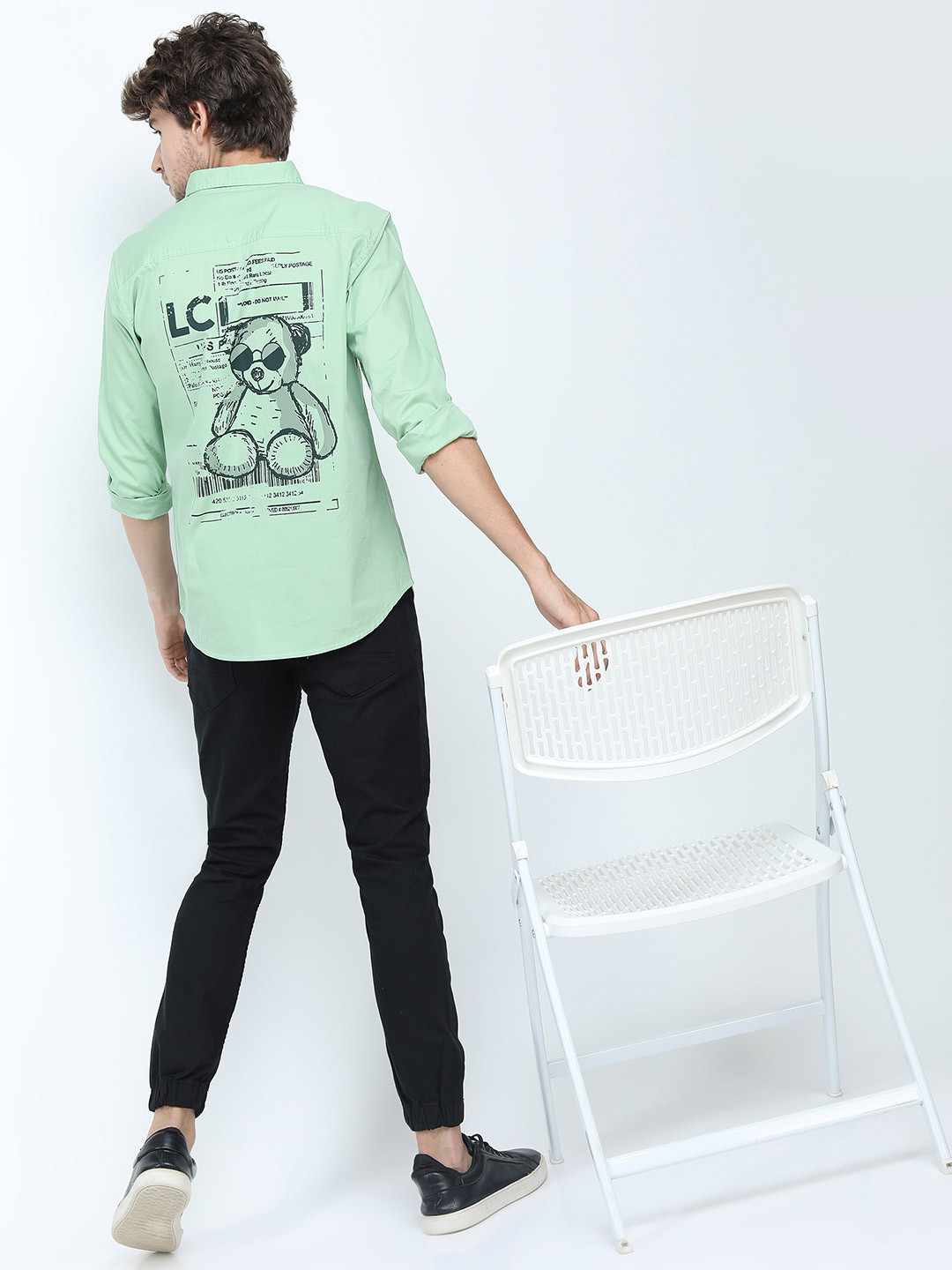 

LOCOMOTIVE Men Green Slim Fit Cotton Casual Shirt