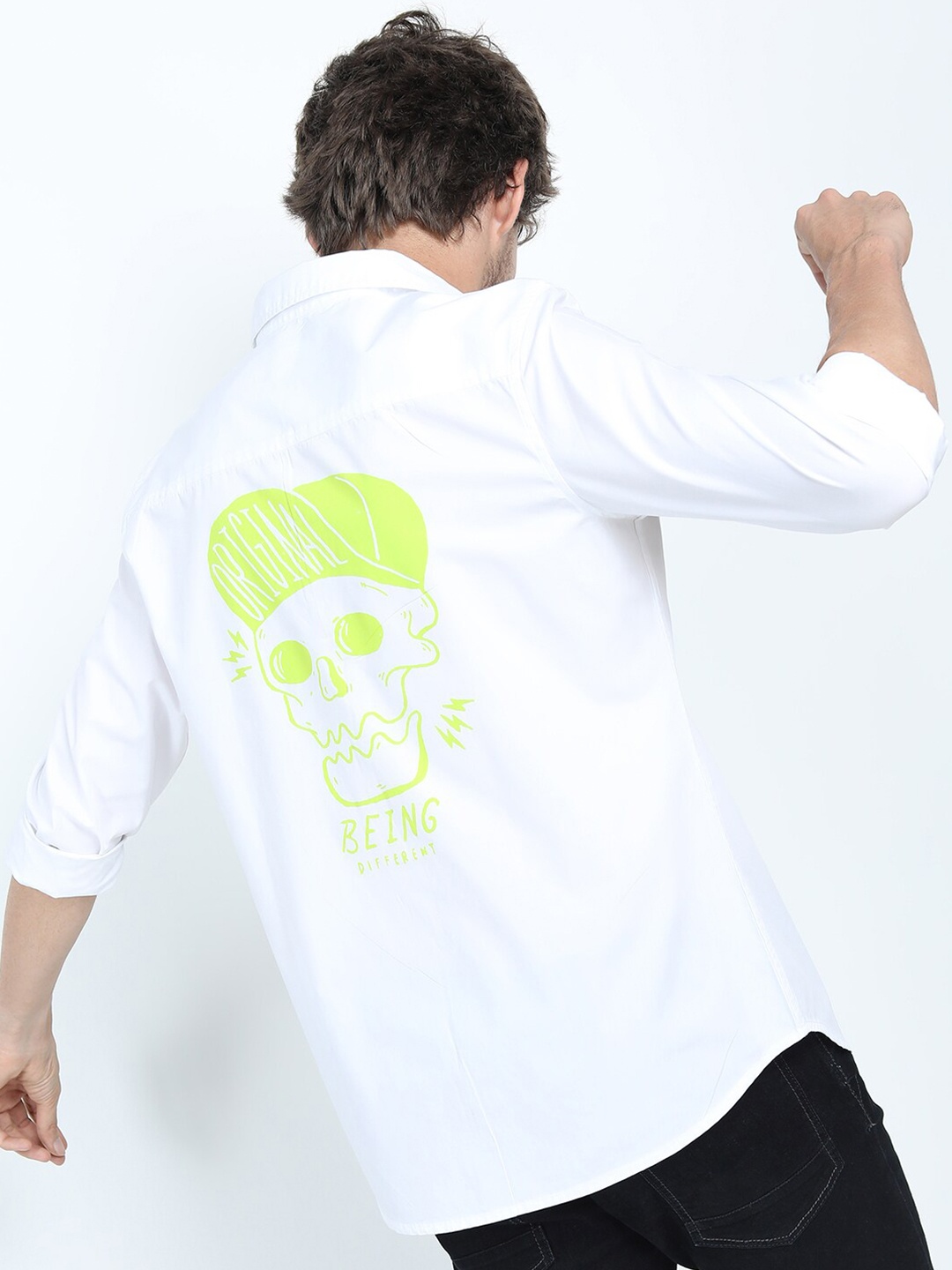

LOCOMOTIVE Men White Slim Fit Cotton Casual Shirt