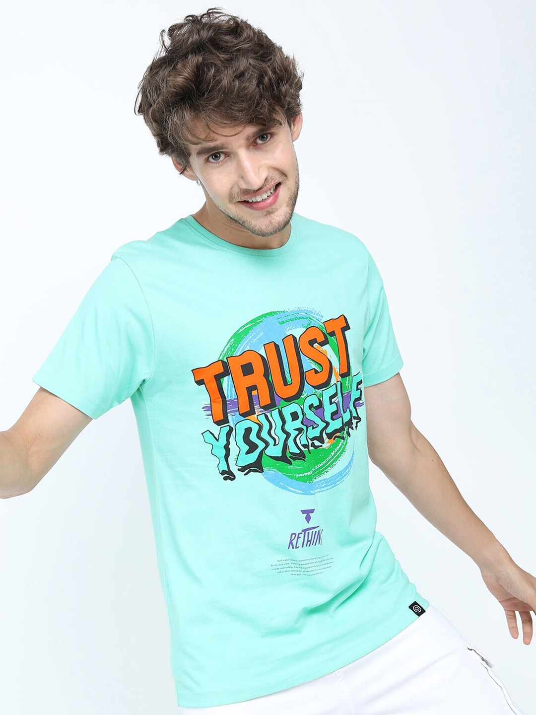 

LOCOMOTIVE Men Blue Printed Slim Fit T-shirt