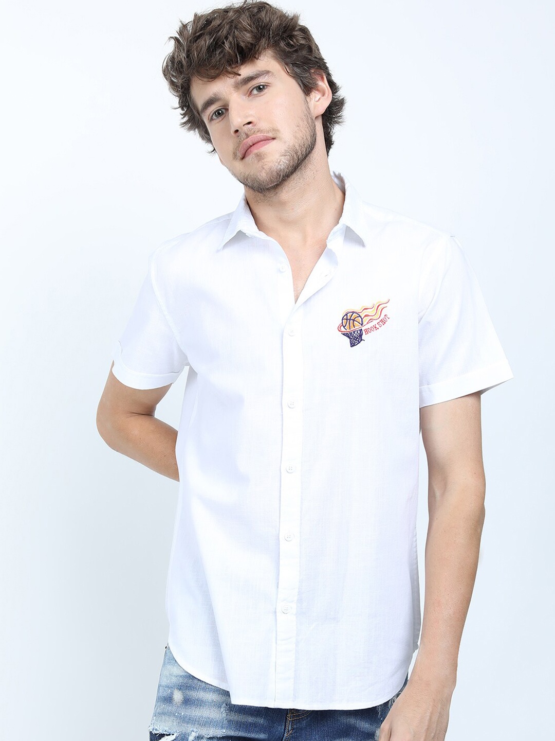 

KETCH Men White Slim Fit Cotton Casual Shirt